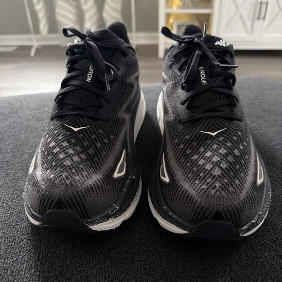 Hoka Clifton 9 Sneakers Mens Black Athletic Shoes Size 12 - Picture 2 of 7